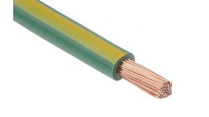 Fåtrådig ledare PVC 6mm² Glödgad koppar Grön/gul 25m